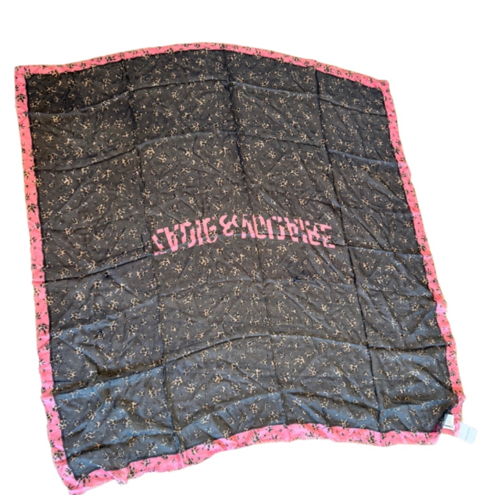 Zadig & Voltaire Dark Scarf with Pink Accents